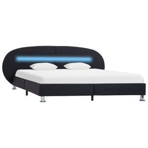 STRUCTURE DE LIT Cadre de lit avec LED Noir Similicuir 180 x 200 cm - FYDUN - Viesurchoix - Contemporain - Design