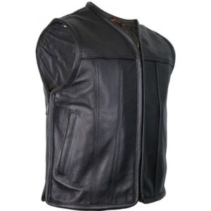 MDM GILET CUIR BIKER NOIR//JAUNES