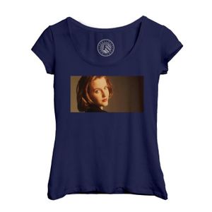 T-SHIRT T-shirt Femme Col Echancré Bleu Gillian Anderson T