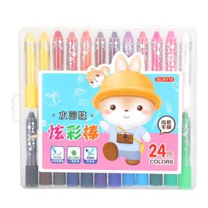 KIT DE DESSIN OMABETA Crayon soyeux 24 couleurs Crayon soyeux coloré rotatif, ensemble de 24 couleurs, bâton de peinture à loisirs dessin