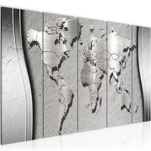 TABLEAU - TOILE Runa art Tableau Décoration Murale Carte du Monde 200x80 cm - 5 Panneaux Deco Toile Prêt à Accrocher 107255c