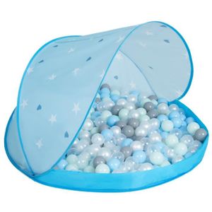 TENTE TUNNEL D'ACTIVITÉ Tente De Jeux + 100 balles colorées - Selonis - Bleu Conque,Perle-Gris-Transparent-Babyblue-Menth