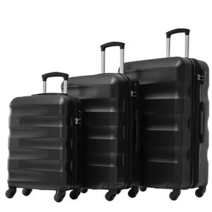 SET DE VALISES Ensemble de 3 valises à rayures cookies - quatre roues - Matériau ABS - Serrure douanière TSA - M-L-XL noir