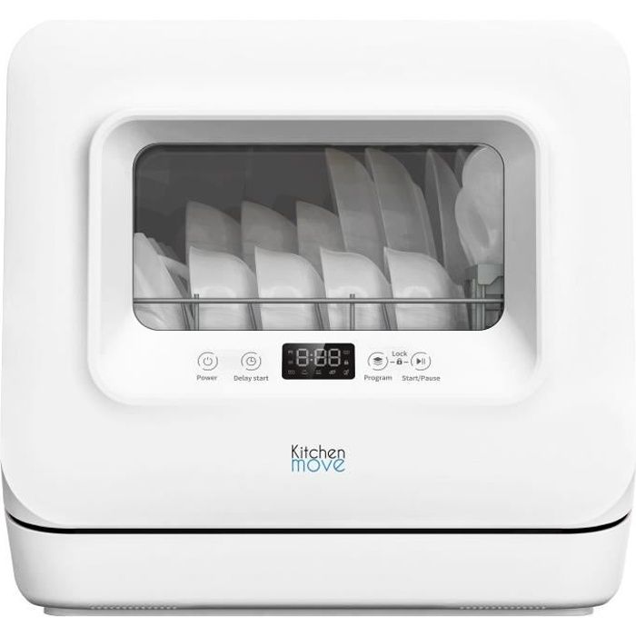 Hermitlux Mini-lave-vaisselle, lave-vaisselle de comptoir, utilisable avec  robinet ou sans robinet, largeur de 43 cm, capable de contenir 4 sets,  adapté au camping, 175 kWh/an, blanc : : Gros électroménager