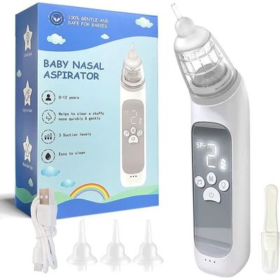 Mouche Bébé électrique Rechargeable - 5 Niveaux D'aspiration, 3 Embouts Silicone, IPX6, Lumière Et Musique Apaisante Pour Nouveau-nés