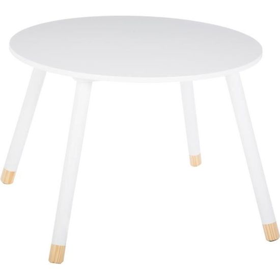Table douceur blanc pour enfant en bois Ø60cm - ATMOSPHERA - Scandinave - Moderne