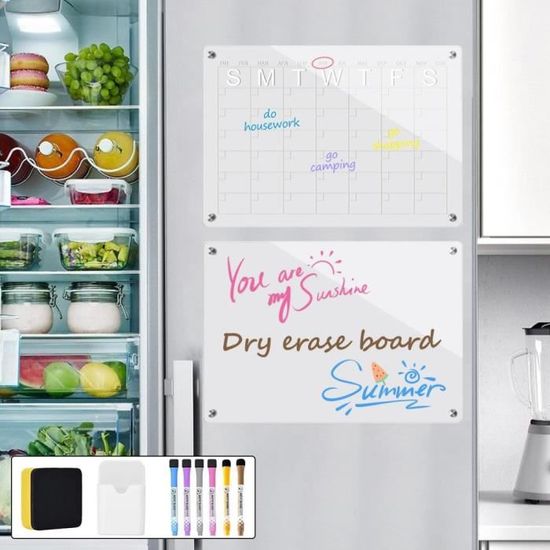 Calendrier Magnétique Frigo 43x30cm - Effaçable Et Réutilisable - Version FR