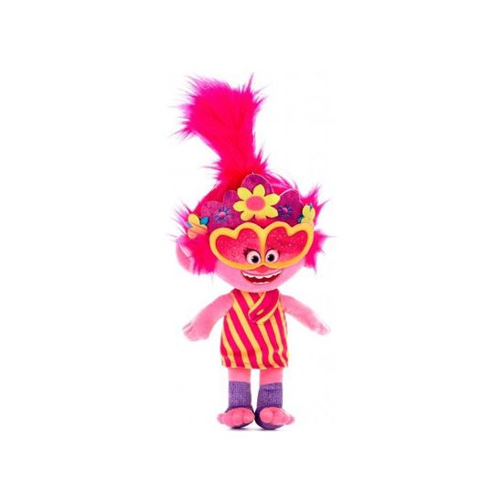 Peluche Trolls World Tour Poppy Robe Jaune Et Mauve 28 cm Dessin