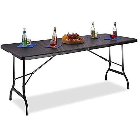 Noir Ratan Look Maxx Table Pliante dappoint 180 cm Portable pour Camping ou réception 