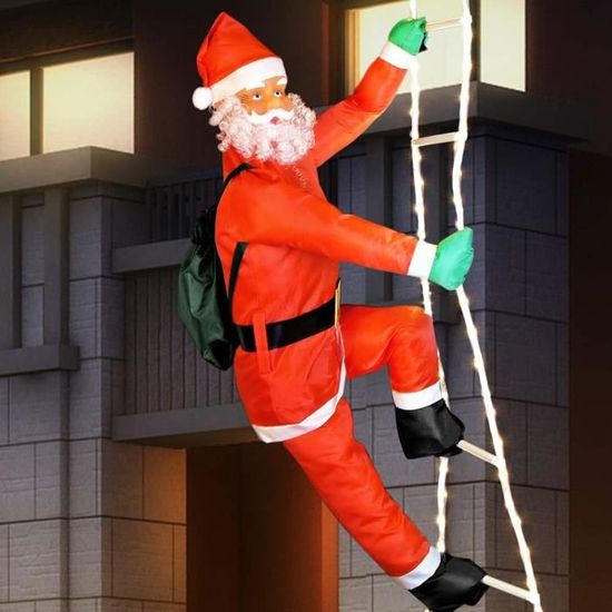 Père noël grimpeur sur échelle illuminée décoration noell - Cdiscount ...