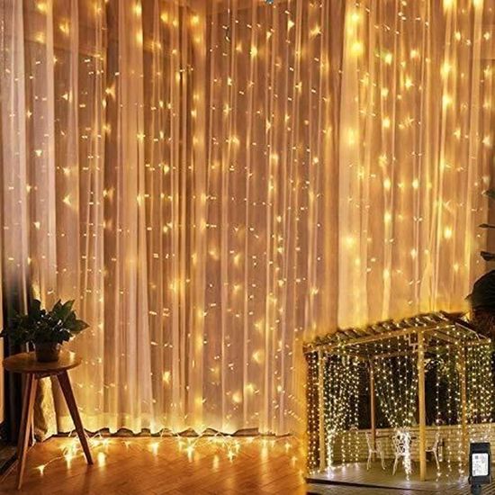 3m*2m LED rideau lumineux Guirlande lumineuse 240 LED cascade glace bande  lumière mise en page de fond décora de mariage Blanc chaud - Cdiscount  Maison
