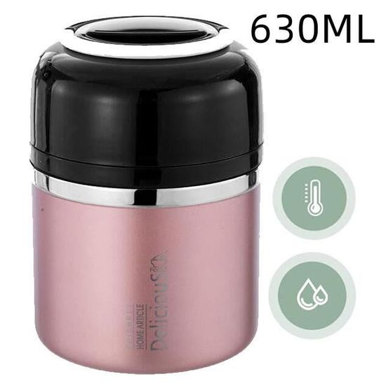 Gamelle Isotherme 1200 Ml En Acier Inox - Conservation Chaud/froid 12h, 2 Compartiments + Cuillère Pliante - école/bureau - 8