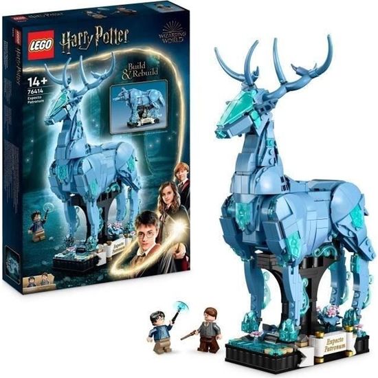 LEGO® Harry Potter 76414 Expecto Patronum, Maquette 2-en-1 avec Figurines Animales Cerf et Loup