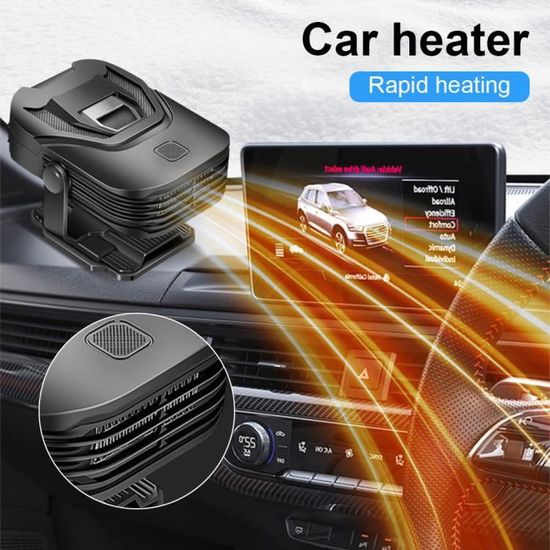 Chauffage De Voiture 12V 150W 2 En 1 - Dégivreur Portable Avec Rotation 360° Et Allume-Cigare