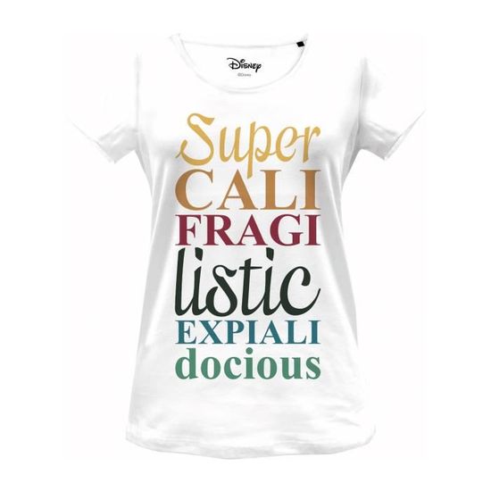 T shirt Mary Poppins Disney Supercalifragilisticexpialidocious Blanc Cdiscount Pret a Porter