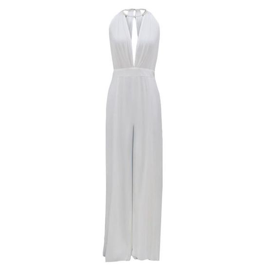Combinaison Brillante Femme - Col V Profond, Manches Longues, Avec Ceinture Incluse, Taille M