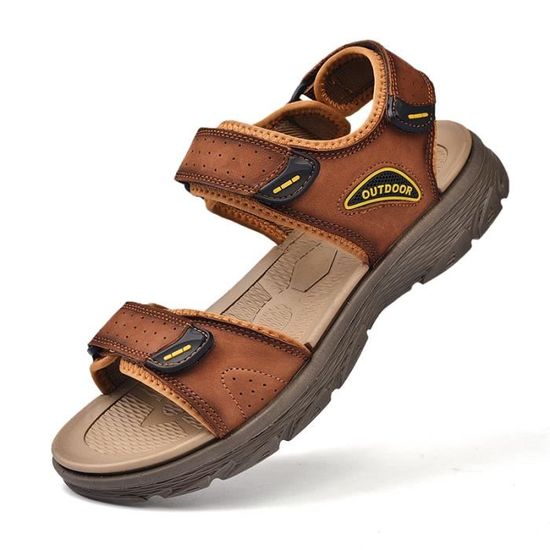Luadnysin Sandales Homme Cuir - Mules Claquettes Été Confortables Pour Plage Et Randonnée