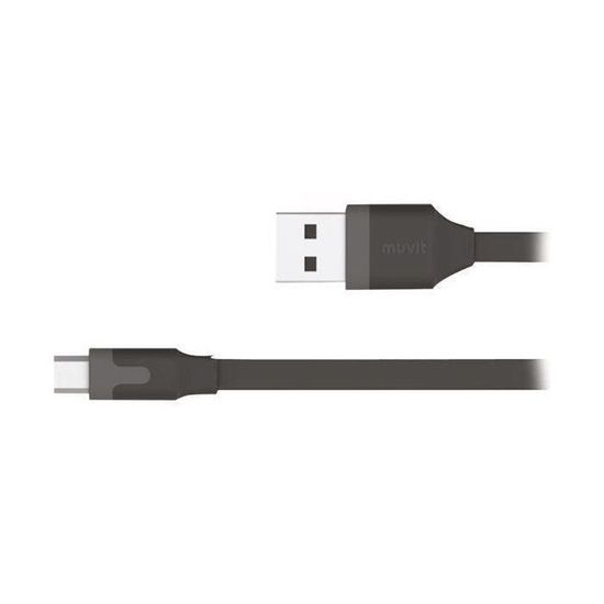 MUVIT TAB Cable plat charge & synchro 2.4A USB/micro-USB - 1m - Noir