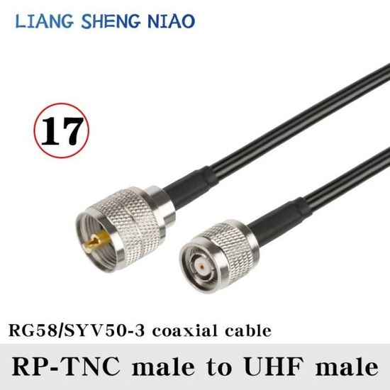 Câble Coaxial UHF PL-259 Vers PL-259 RG58 - 30cm 50 Ohms - Pour Radio CB, Analyseur Antenne, Amateur