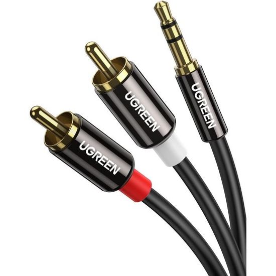 Câble Audio Jack 3.5mm Vers RCA PremiumCord 3m - Noir, Pour TV, HiFi, Téléphone, MP3
