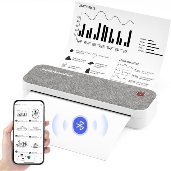 Imprimante Portable Thermique A4 Bluetooth - Sans Marque - Pour Android, IOS, PC
