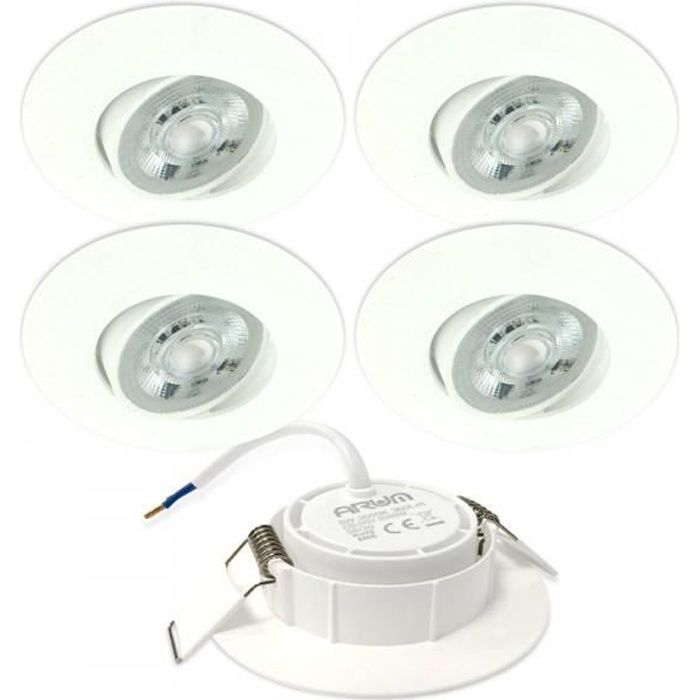 5 Spots Encastrables LED ASTURIE Blanc Mat Orientable 5W Eq. 40W Blanc Naturel