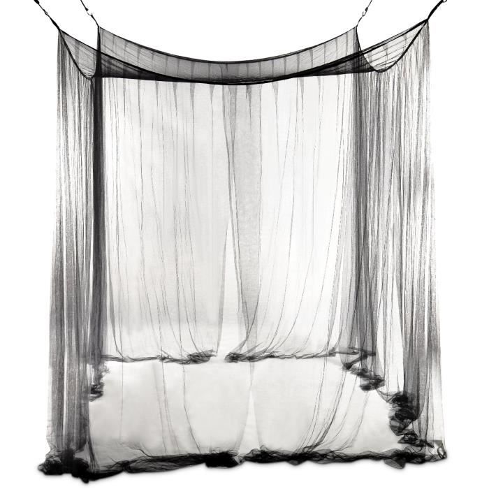 COSTWAY Moustiquaire de Lit Baldaquin pour Lit Double Protection des Insectes 220 x 200 x 210 CM Noire