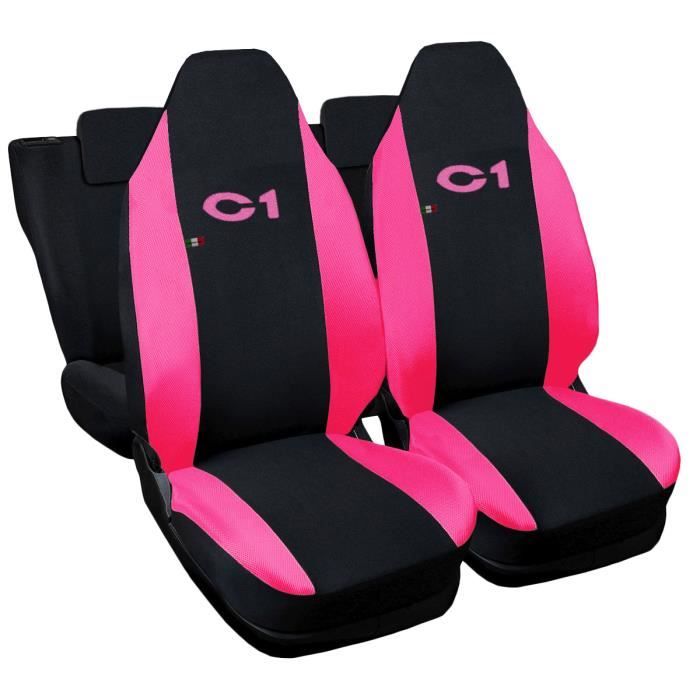 Housses de siège deux-colorés pour Citroen C1 - noir fucsia