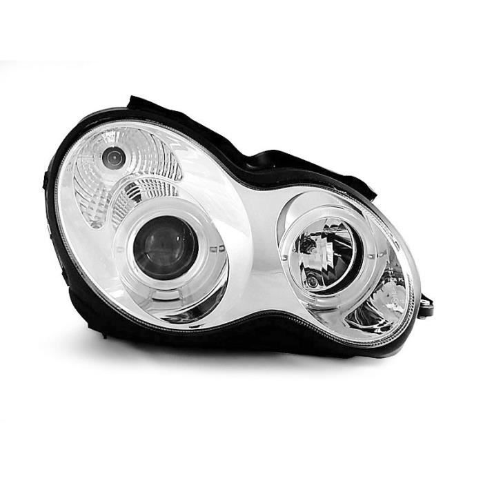 Paire de feux phares Mercedes classe C W203 berline 00-04 angel eyes chrome (E33)