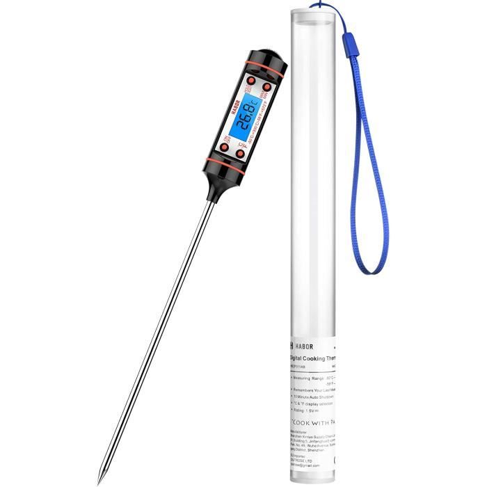 Thermomètres Cuisine,Thermometre Cuisson,5 Secondes pour Afficher les Chiffres,Écran LCD,Barbecue, Steak,Lait, Eau Bain
