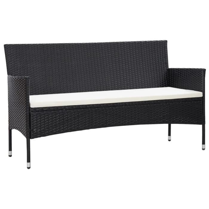 Magnifique - Canapé de jardin à 3 places - Sofa Divan Banquette de jardin Canapé - avec coussins Noir Résine tressée