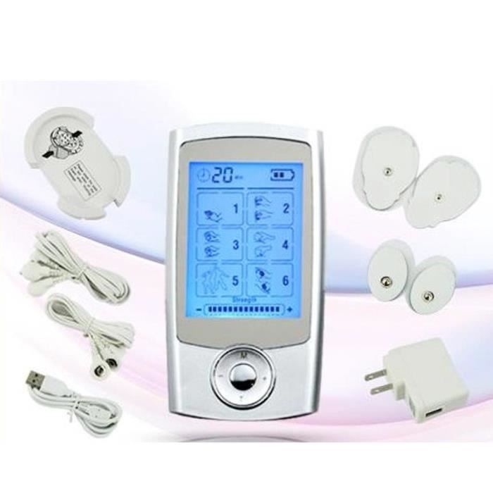 Électrostimulateur TENS, soulagement des douleurs avec 16 programmes de massage, 2 canaux de sortie (A et B) pour le traitement et