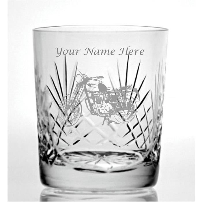 Gravé Personnalisé Coupe Cristal 313ml Verre de Whisky Avec Moto Design