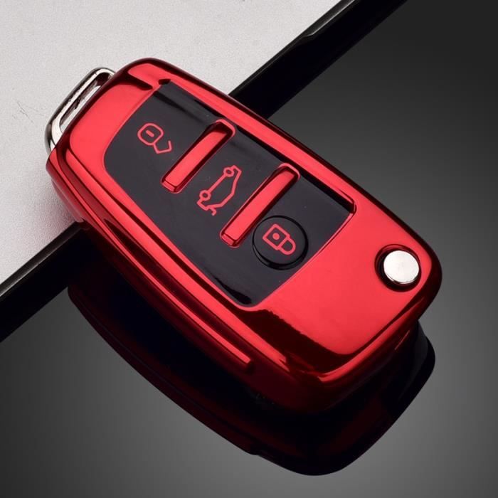 Nouvelle Arrivée TPU Voiture Pliante Etui Clés Pour Audi A3 8L 8P A4 B6 B7 B8 A6 C5 C6 4F RS3 Q3 Q7 TT A-red