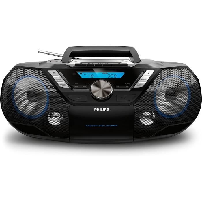 Philips AZB798T/12 Lecteur CD Portable,Lecteur CD Bluetooth (USB Direct, Radio DAB+/FM,MP3-CD,Cassette,12 W,Une Chaîne Tout en Un) N