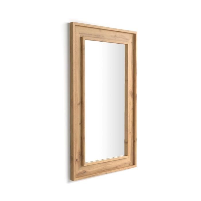 Mobili Fiver, Miroir mural Angelica , 112x67, Bois Rustique, Mélaminé/Verre, Made in Italy