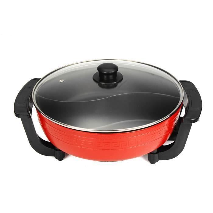 6L 2 en 1 Appareil à Fondue 1800W 220V avec Thermostat Diviseur Antiadhésif Party Fête Maison Électrique