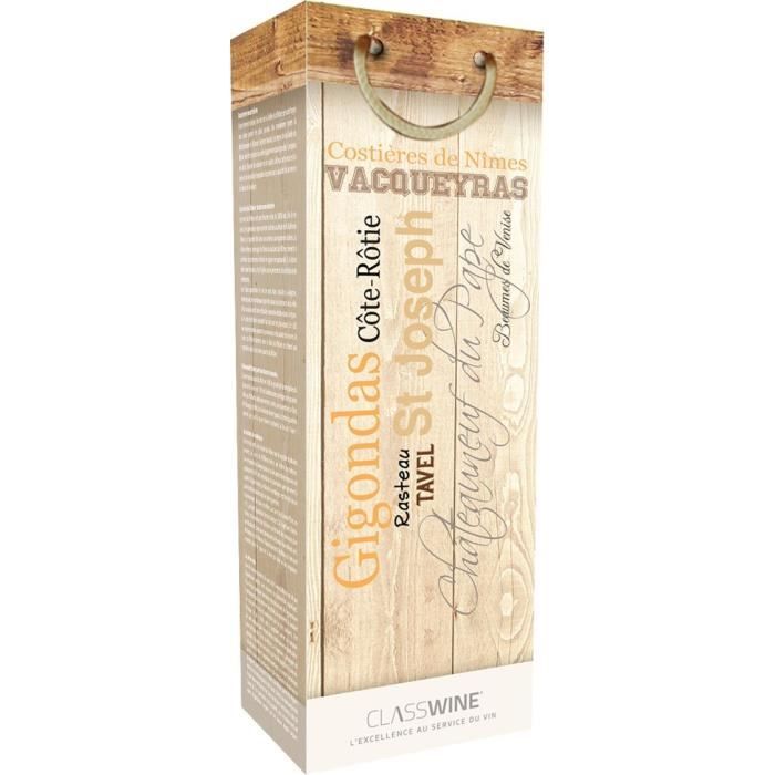 CLASSWINE Pochette pour 1 bouteille vin des Côtes du Rhône Appellations