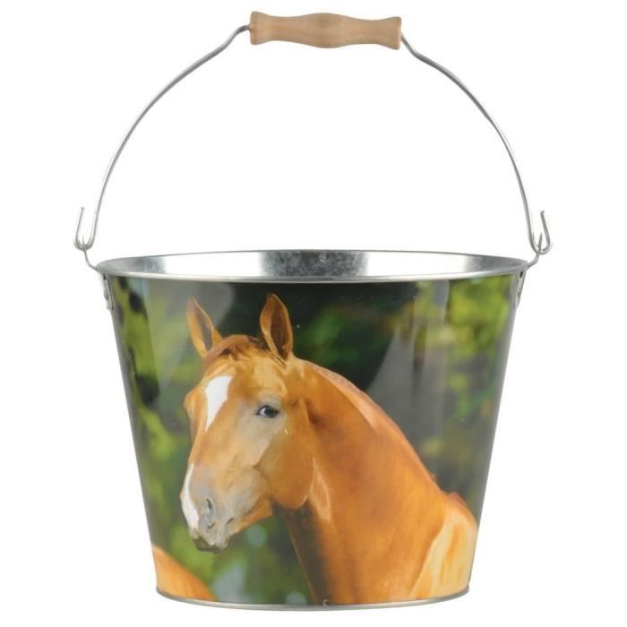 Seau Cheval en zinc et bois
