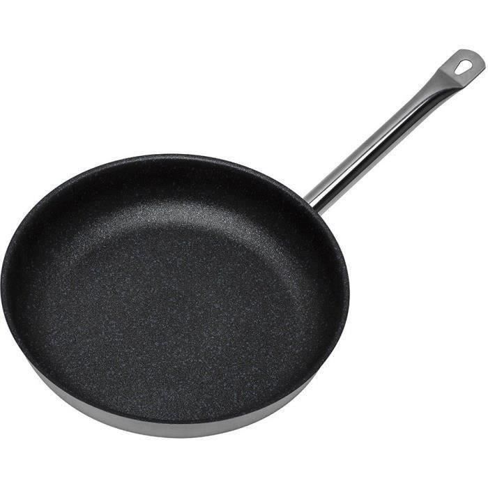 GSW 975414 - Poêle PROFILE Pro - 28cm - Inox 1810 - Fond antiadhésif rugueux - Poignée Inox Pro rivetée