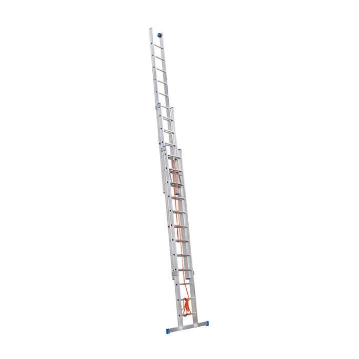 HAILO Echelle coulissante à corde professionnelle 3 plans 3x12 échelons 8m40 en alu Trio