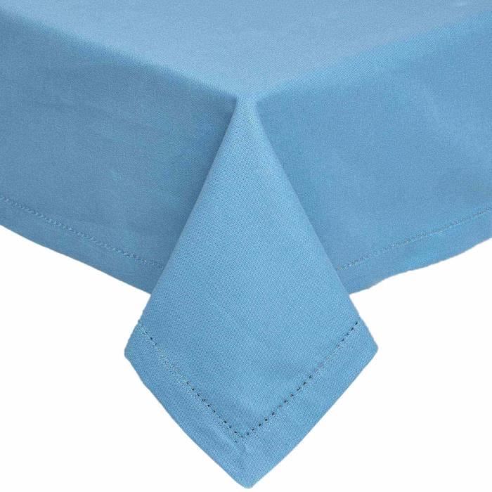 Nappe de table carrée en coton unie Bleu foncé 137 x 137 cm