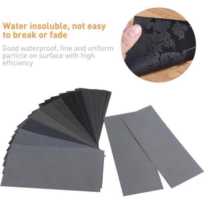 Assortiment de papier abrasif pour grains de sable UEETEK 36pcs 400 à 3000 sec / humide pour le finissage des meubles en bois de