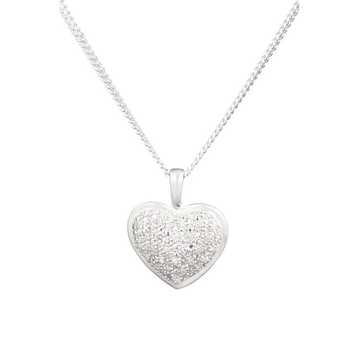 Pendentif Femme coeur Or Blanc et Diamants
