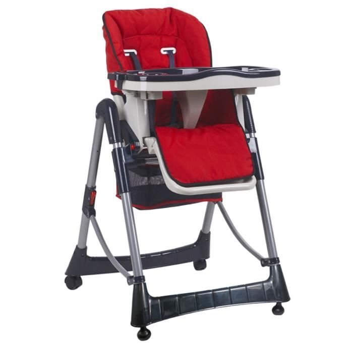 MONSIEUR BEBE - Chaise haute bébé pliable - Réglable hauteur, dossier et tablette - Jusqu'à 18Kg - Rouge