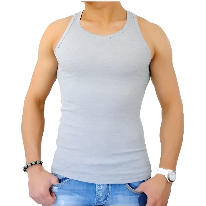 1 Débardeur homme 100% coton ,Marcel homme,maillot de corpsGris