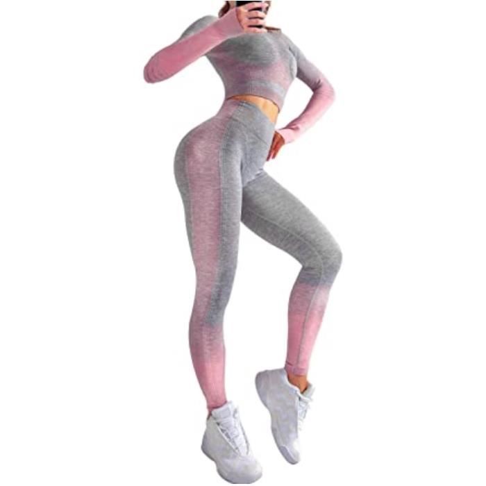 Ensemble de Sport Femme 2 Pièces Survêtements Été Tank Top Push Up et Slim Fit Pantalon Tenue de Sport Stretch Élastique Fitness Jog