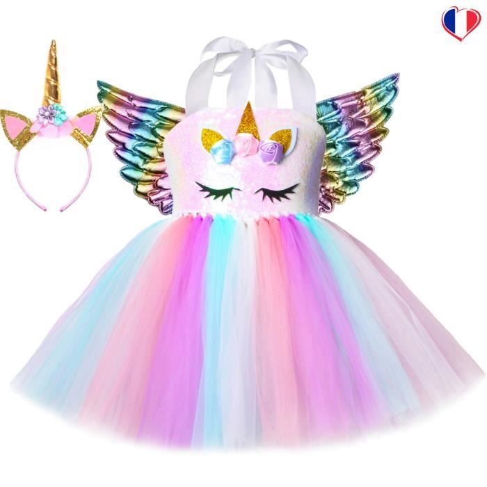 Kathévan Robe Princesse Licorne Tutu Robe Ballet Danseuse Cadeau Noël Nouvel An Anniversaire Déguisement Halloween Carnaval Soirée S