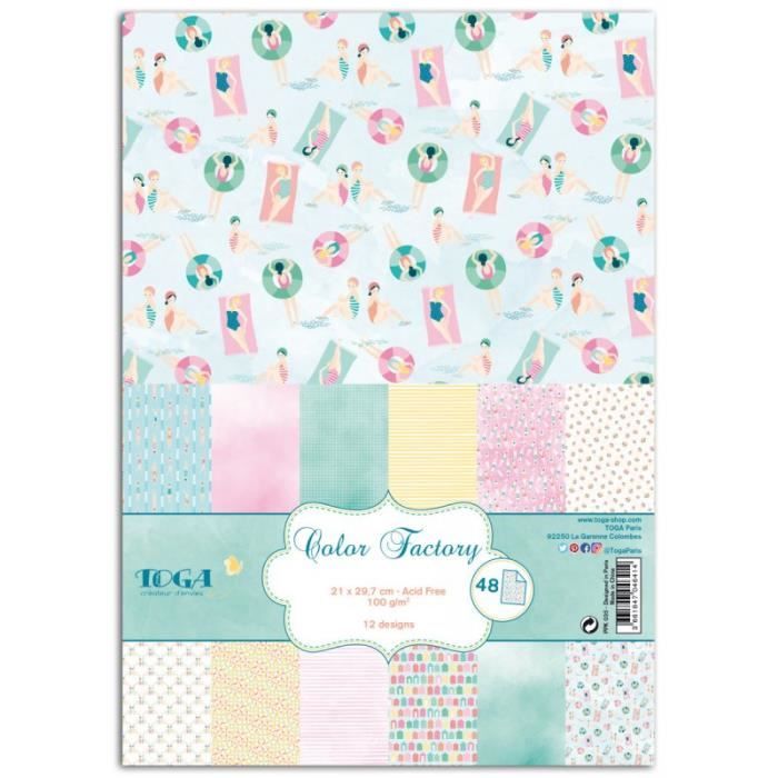 Assortiment de 48 papiers décorés A4 'Toga - Color Factory ' Baigneuses