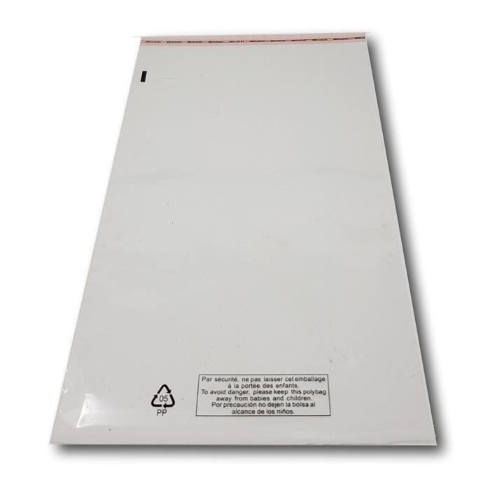 500 Sachet emballage plastique transparent à fermeture adhésive repositionnable haute brillance 220 x 350 mm + rabat 40 pochette emb